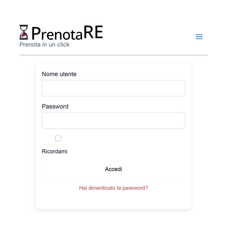 form di login menu con Qr-code